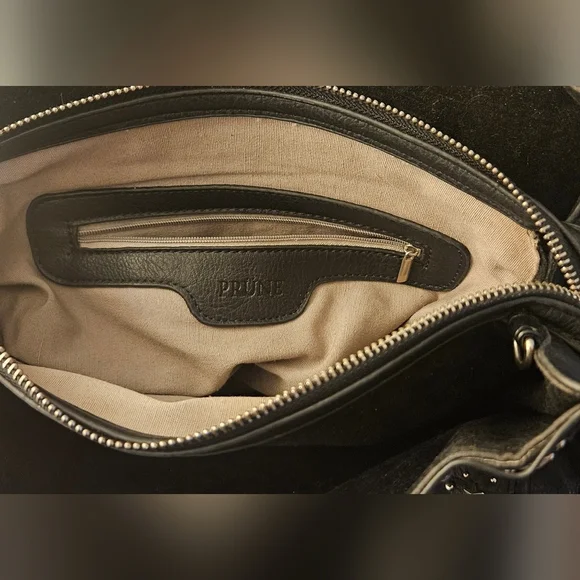 Prune Studded Black Leather Bag - Picture 5 of 9